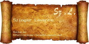 Szinger Levente névjegykártya